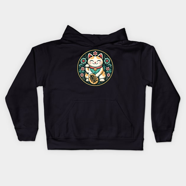 Maneki Neko Kids Hoodie by Japanese Fever